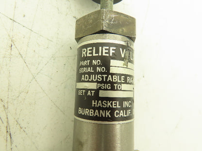 Haskel Inc. Relief Valve 1000 PSIG 1/4" Flared Fittings