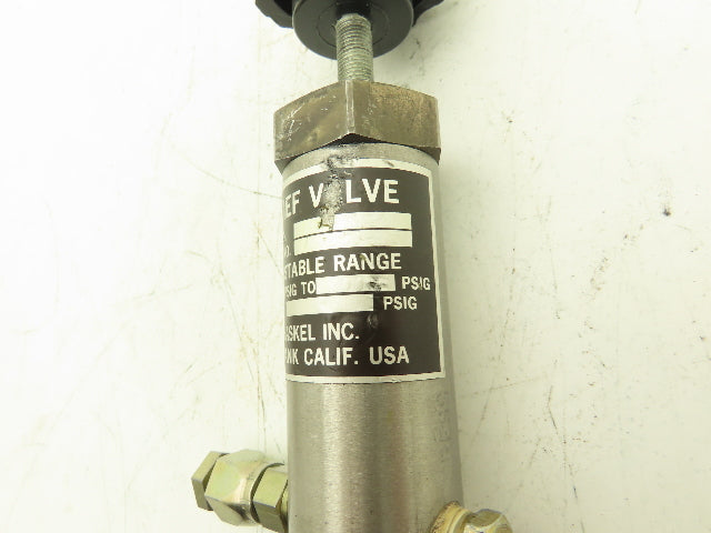 Haskel Inc. Relief Valve 1000 PSIG 1/4" Flared Fittings