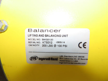 Ingersoll Zimmerman BW020120 Pneumatic Air Balancer 6' Travel 400Lb Swivel Mount