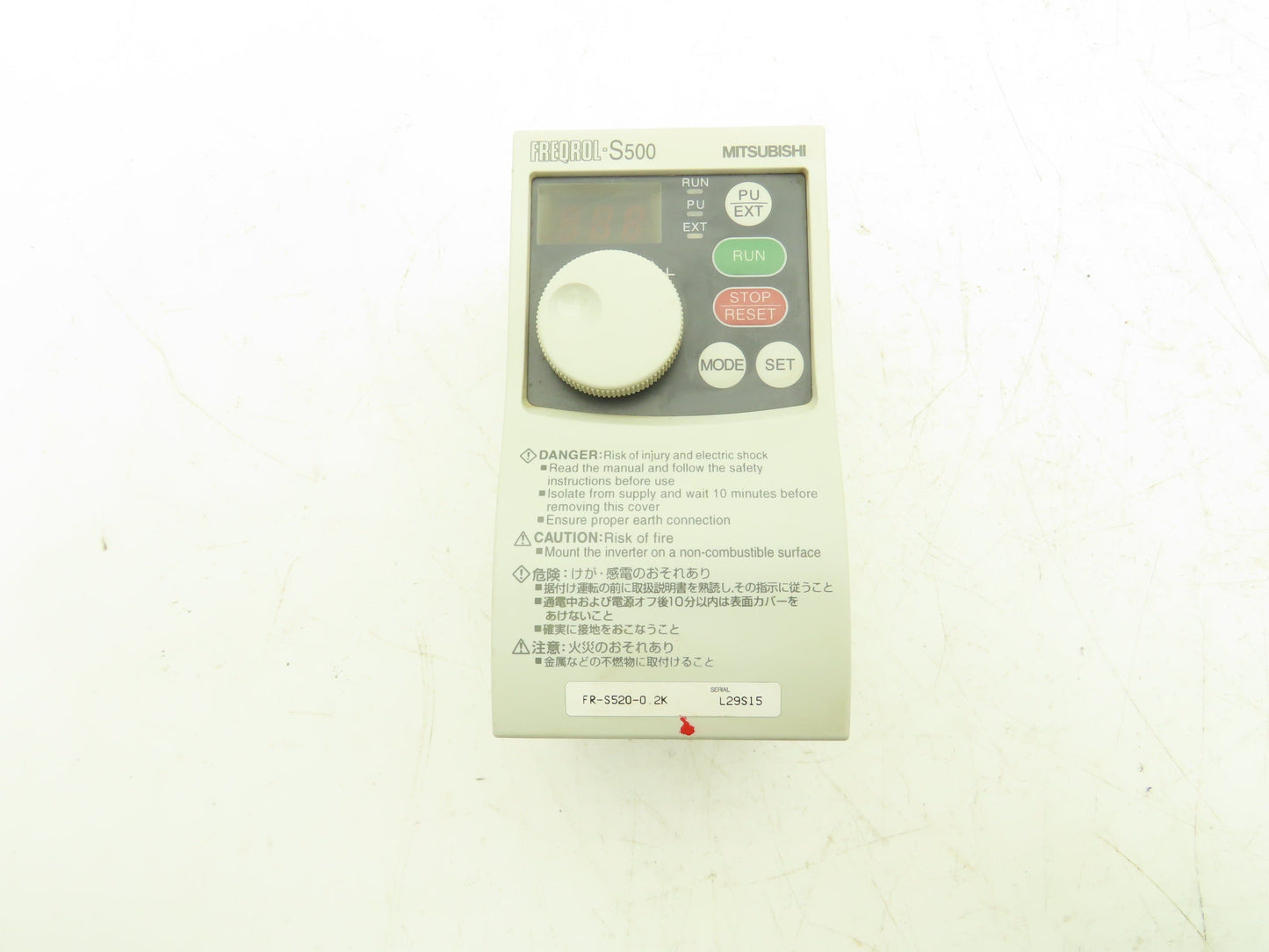 Mitsubishi FR-S520-0.2K Freqrol Inverter Drive 3Ph 240V In 0.2kW 240V 1.4A 120Hz