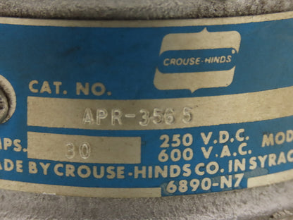 Crouse Hinds APR-3565 Electrical Plug 2PH Male 30A 600VAC 250VDC Haz Location