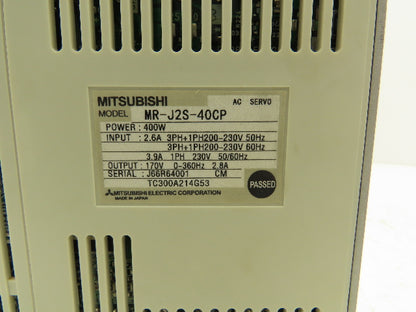 Mitsubishi MR-J2S-40CP AC Servo Drive 3+1Ph 230V In 170V 400W 2.8A 360Hz Out