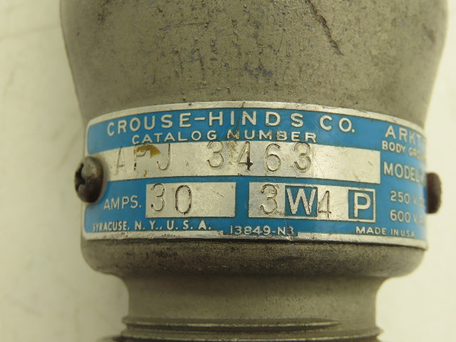 Crouse Hinds APJ 3463 Electrical Plug Male 30A 600VAC 250VDC Haz Location