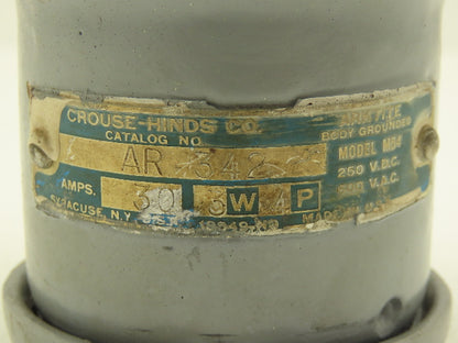 Crouse Hinds AR342 Arktite Receptacle 30A Amp 4p 3w 600VAC Pin Sleave Housing