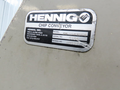 Hennig CNC Chip Conveyor 16"x 67" Infeed 31-35" Discharge 230/460V 3PH