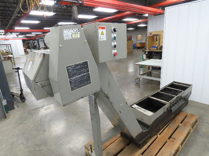 Enomoto CNC Chip Conveyor 16"x 67" Infeed 46-50" Discharge 220V 3PH