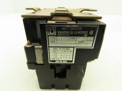 Square D 8965 S0-3 Reversing Hoist Contactor 3Hp 600V 3Ph Ser A Coil 120VAC