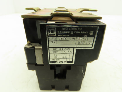 Square D 8965 S0-3 Reversing Hoist Contactor 3Hp 600V 3Ph Ser A Coil 120VAC