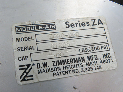Ingersoll Zimmerman Z040-060 Pneumatic Air Balancer 6' Travel 400Lb Swivel Mount