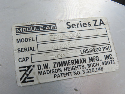 Ingersoll Zimmerman Z040-060 Pneumatic Air Balancer 6' Travel 400Lb Swivel Mount