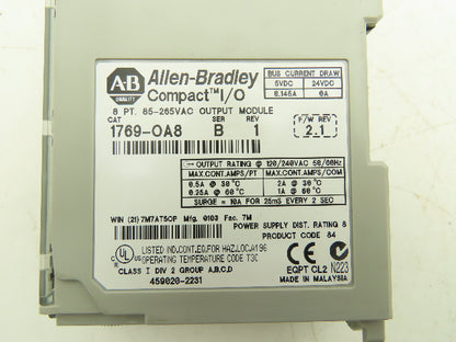 Allen Bradley 1769-OA8 Compact Logix I/O Output Module 8Pt 115/230VAC Ser B
