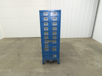General Fireproofing Card Storage Cabinet 22 Drawer Unit 1940 Vintage Industrial