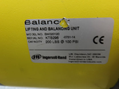 Ingersoll Zimmerman BW020120 Pneumatic Air Balancer 6' Travel 400Lb Swivel Mount