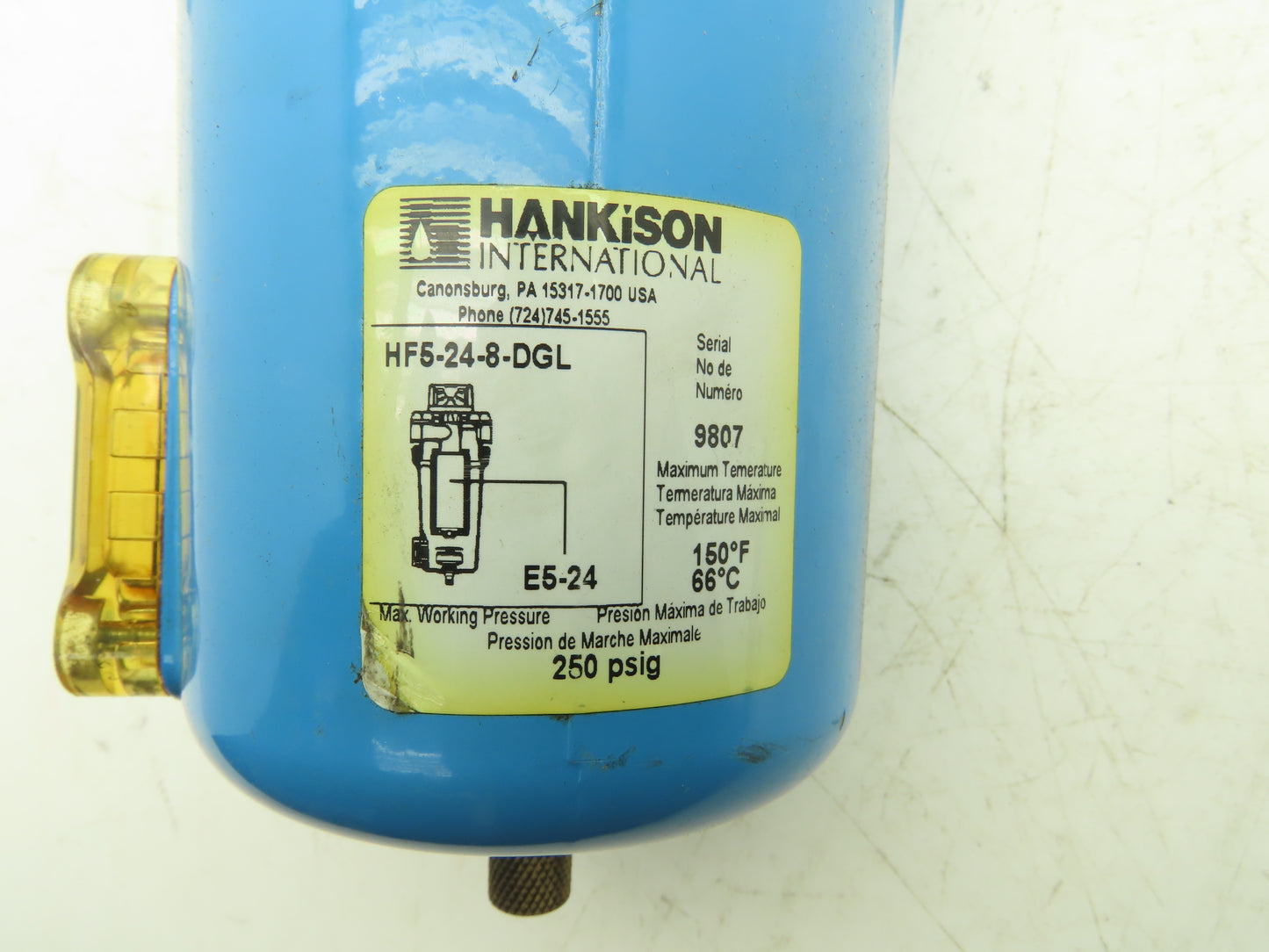 Hankison HF5-24-8-DGL Pneumatic Compressed Air Filter Oil Removal 250PSI 1" NPT