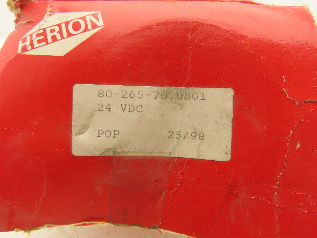 Herion 80-265-70 Pneumatic Air Indirect Solenoid Actuated Poppet Valve 24V Coil