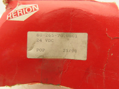 Herion 80-265-70 Pneumatic Air Indirect Solenoid Actuated Poppet Valve 24V Coil