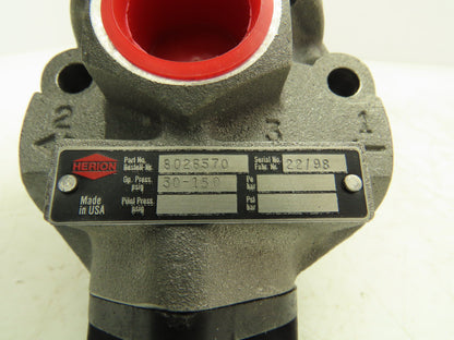 Herion 80-265-70 Pneumatic Air Indirect Solenoid Actuated Poppet Valve 24V Coil