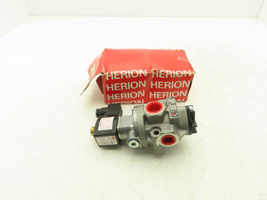 Herion 80-265-70 Pneumatic Air Indirect Solenoid Actuated Poppet Valve 24V Coil