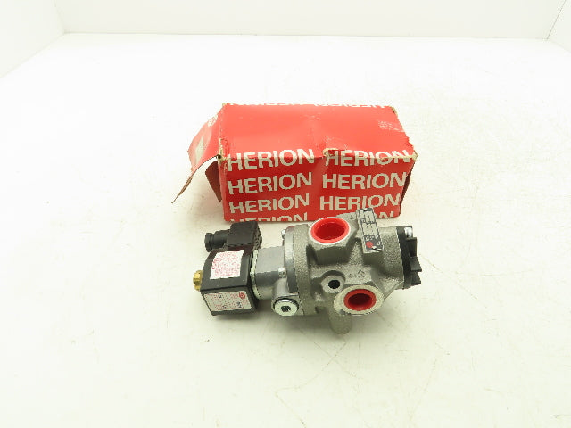 Herion 80-265-70 Pneumatic Air Indirect Solenoid Actuated Poppet Valve 24V Coil