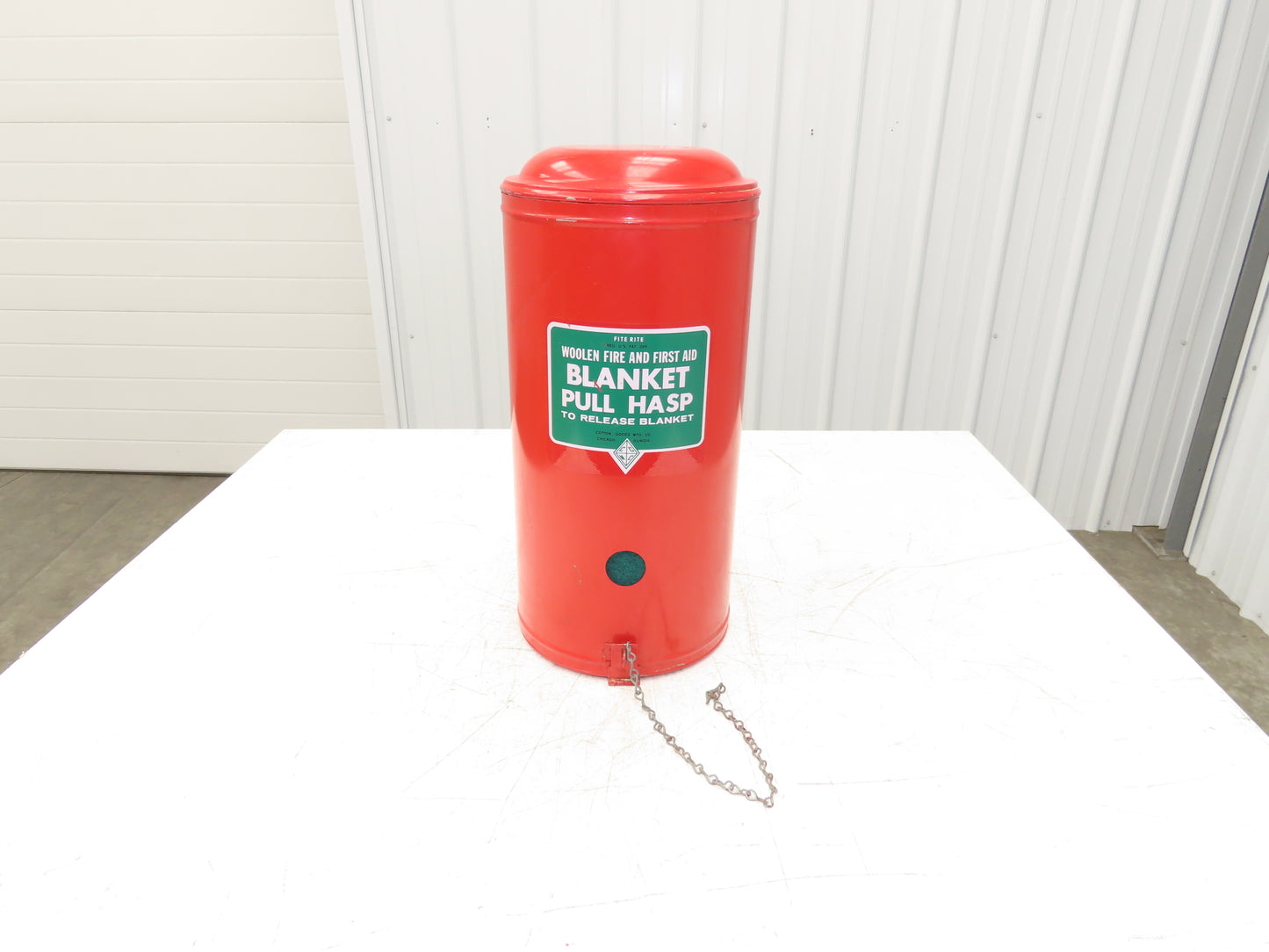 Cotton Goods Vintage Fite Rite Woolen Fire & First Aid Blanket With Cannister