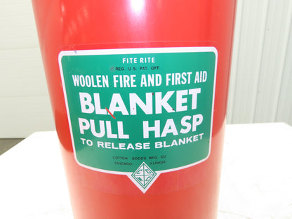 Cotton Goods Vintage Fite Rite Woolen Fire & First Aid Blanket With Cannister