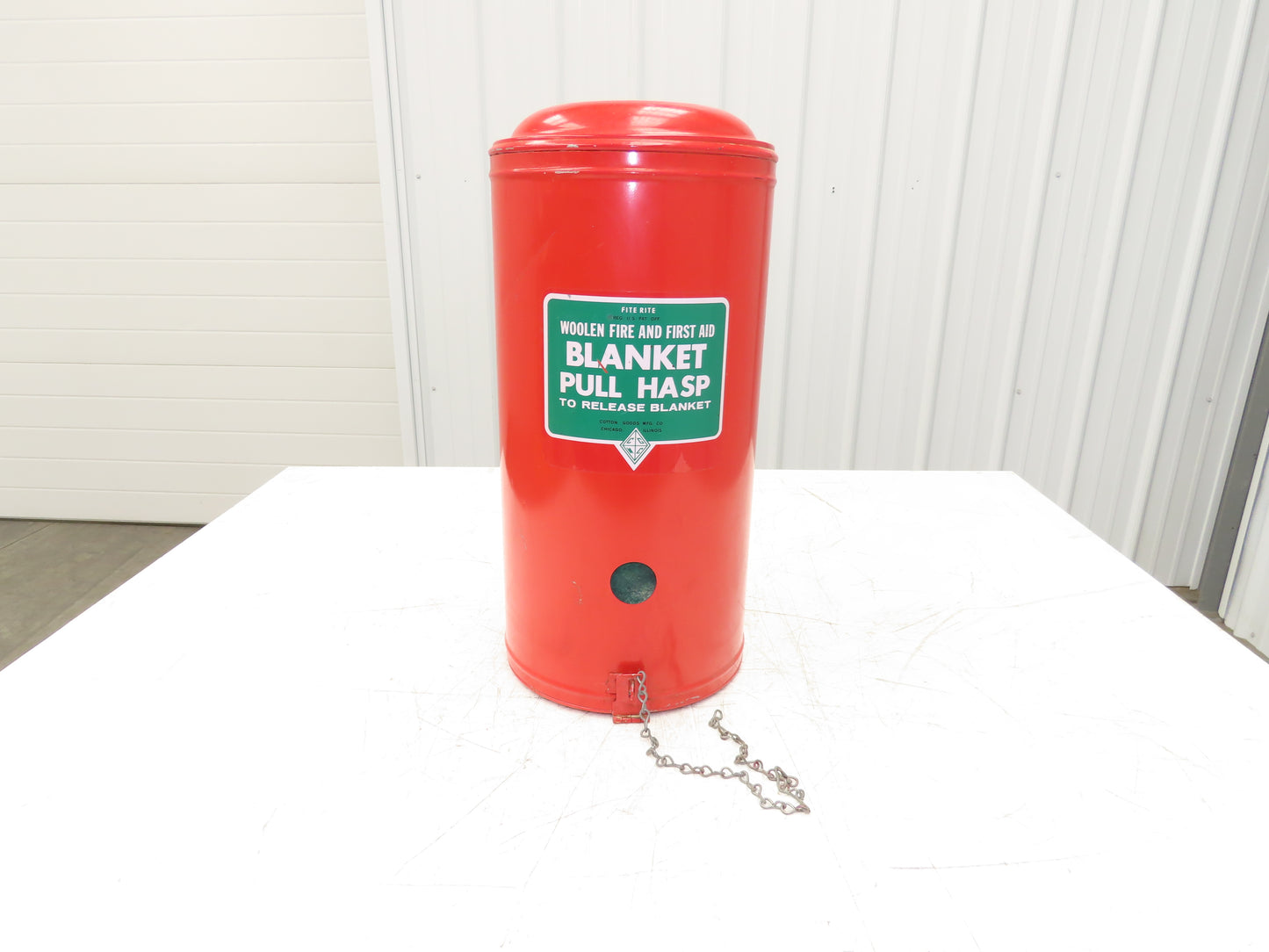 Cotton Goods Vintage Fite Rite Woolen Fire & First Aid Blanket With Cannister