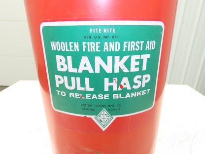 Cotton Goods Vintage Fite Rite Woolen Fire & First Aid Blanket With Cannister