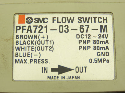 SMC PFA721-03-67-M Flow Switch 72psi 12/24VDC 10mm Push Connector