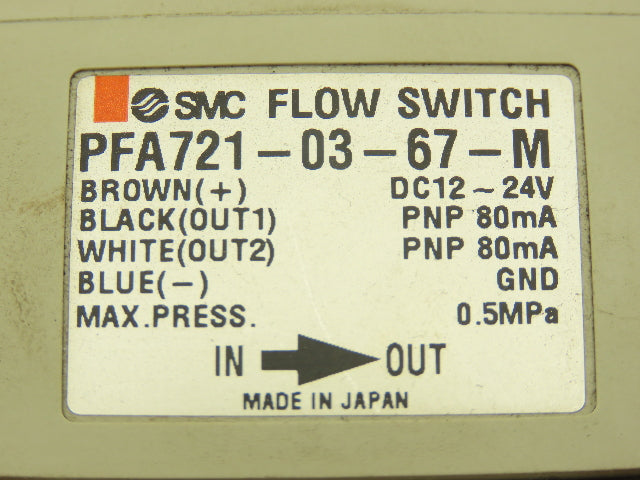 SMC PFA721-03-67-M Flow Switch 72psi 12/24VDC 10mm Push Connector