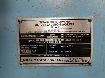 Buffalo 1/2 Mechanical Iron Worker UIW 50 Ton 3 HP 460V Shear Punch Cutter