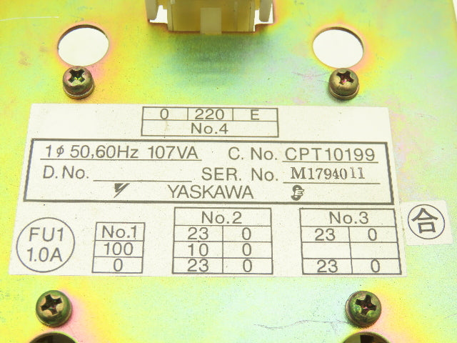 Yaskawa JZNCU-MTU02-1 | CPT10199 CNC Transformer Contactor Control Unit