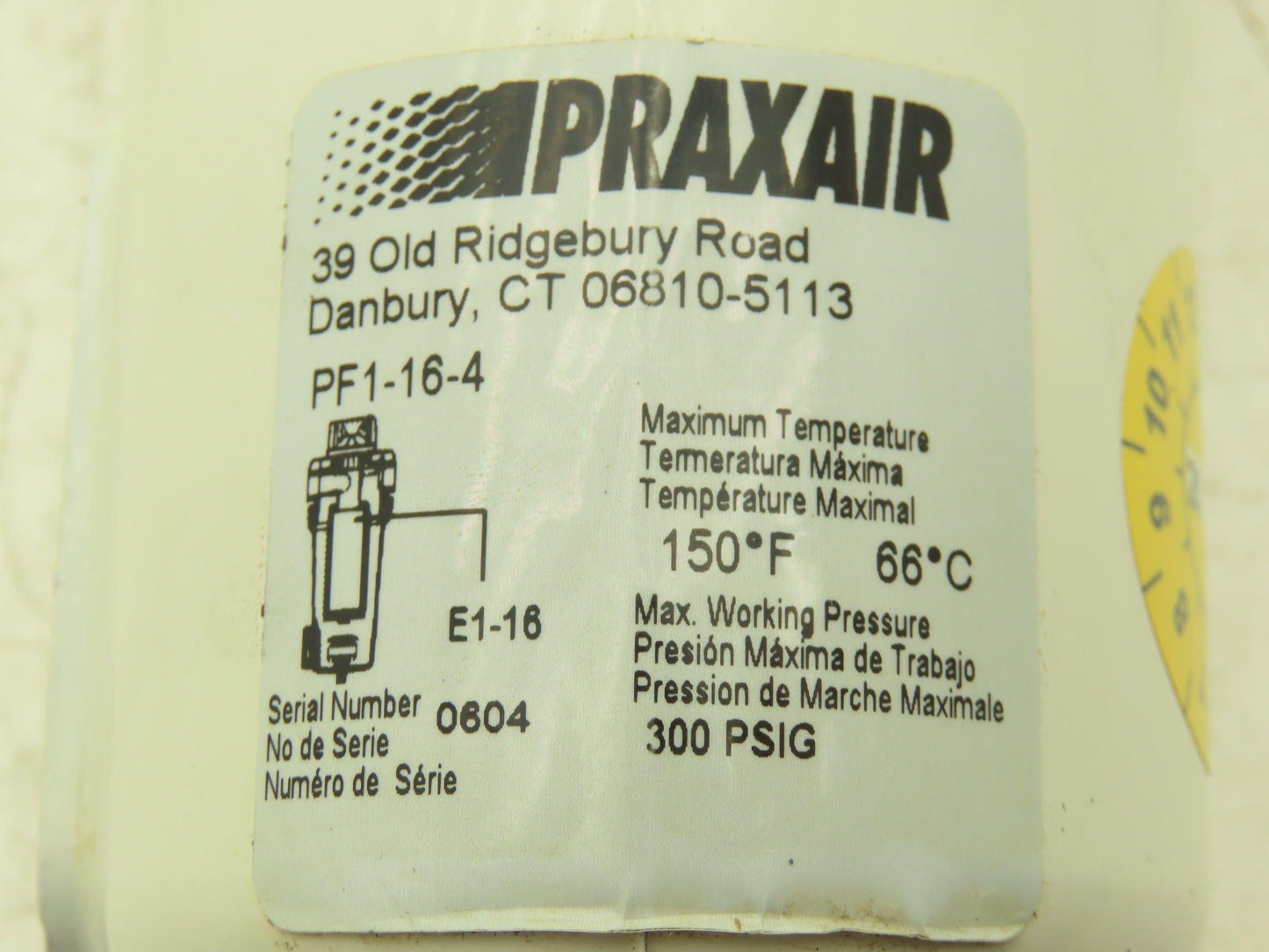 Praxair PF1-16-4 Filter 1/2" NPT 150°F 250 psig