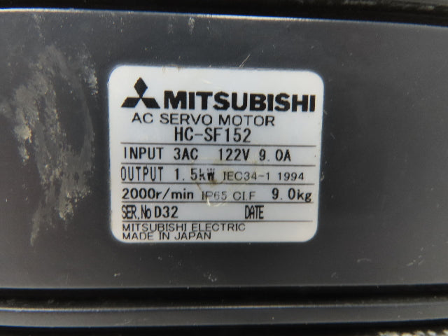 Mitsubishi Electric HC-SF152 AC Servo Motor Encoder 3Ph 122V 9A 1.5kW 2000rpm