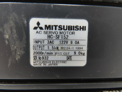 Mitsubishi Electric HC-SF152 AC Servo Motor Encoder 3Ph 122V 9A 1.5kW 2000rpm