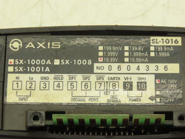 Axis SL-1016 | SX-1000A Digital 19.99V Meter 120/240VAC Input 4-Digit 7-Segment