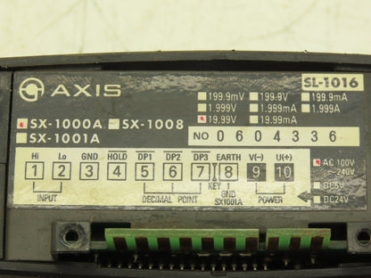 Axis SL-1016 | SX-1000A Digital 19.99V Meter 120/240VAC Input 4-Digit 7-Segment