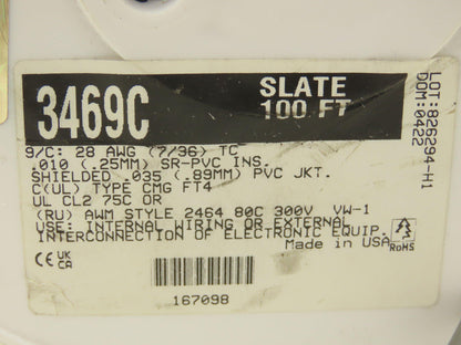 Alpha Wire 3469C Wire Spool 28AWG 9 Conductor 50' Communication & Control Cable