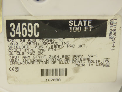 Alpha Wire 3469C Wire Spool 28AWG 9 Conductor 50' Communication & Control Cable