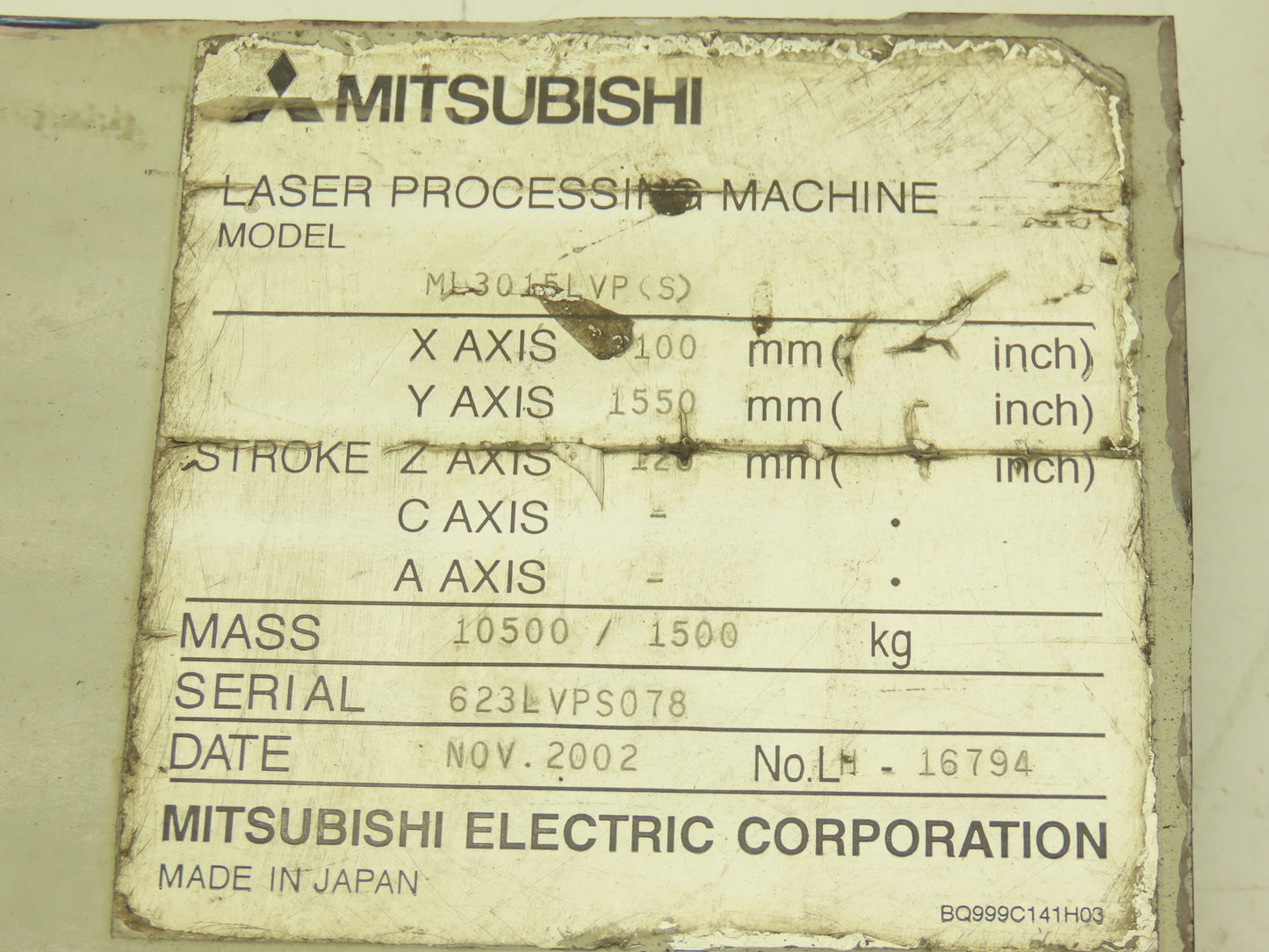 Mitsubishi Electric ML3015LVP(S) Laser Shutter