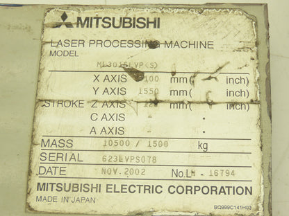 Mitsubishi Electric ML3015LVP(S) Laser Shutter