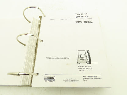Clark Electric Forklift Service Manual TMX 12-25, EPX 16-20s, ECX20-32, EPX20-30