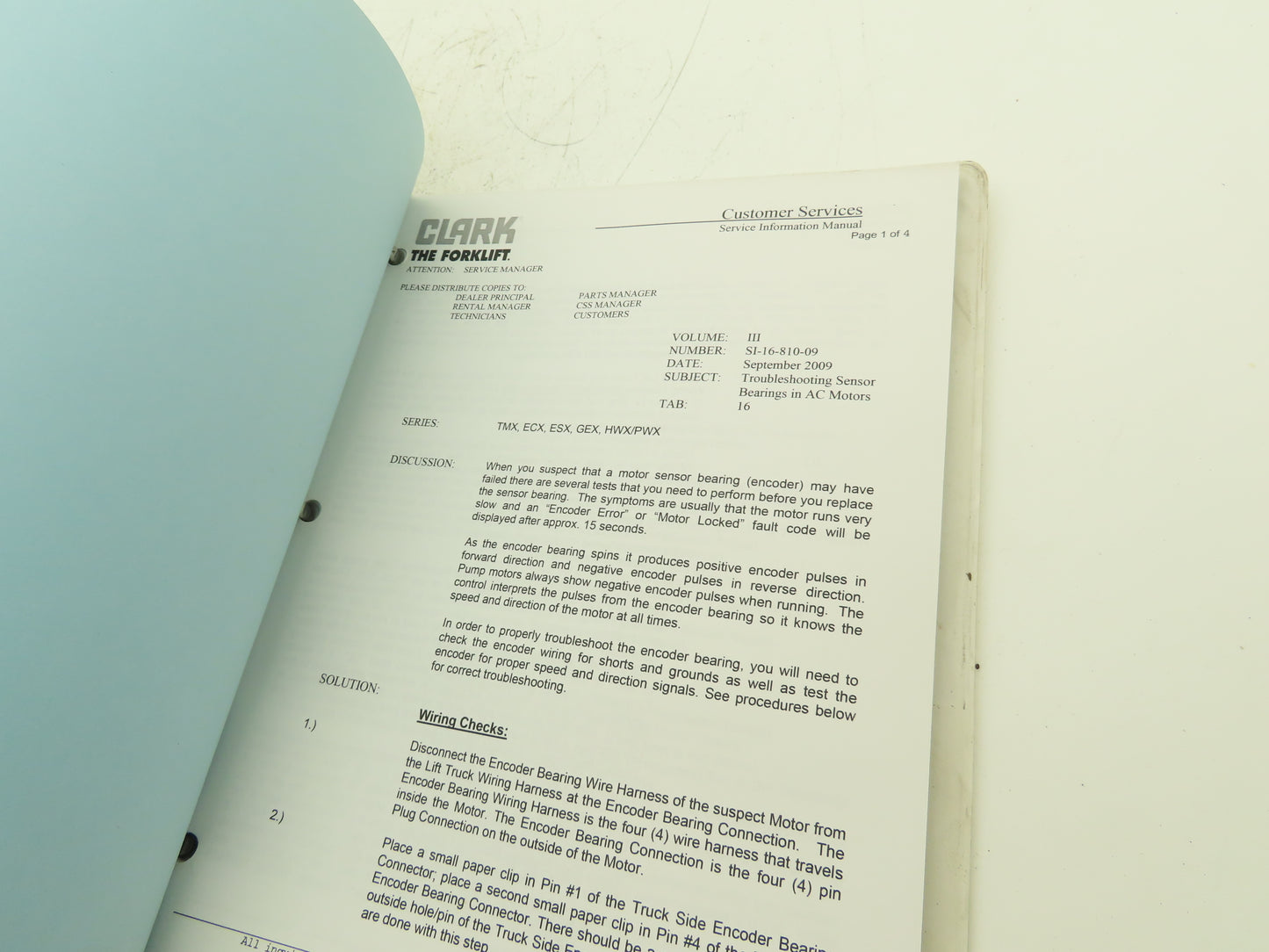 Clark Electric Forklift Service Manual TMX 12-25, EPX 16-20s, ECX20-32, EPX20-30