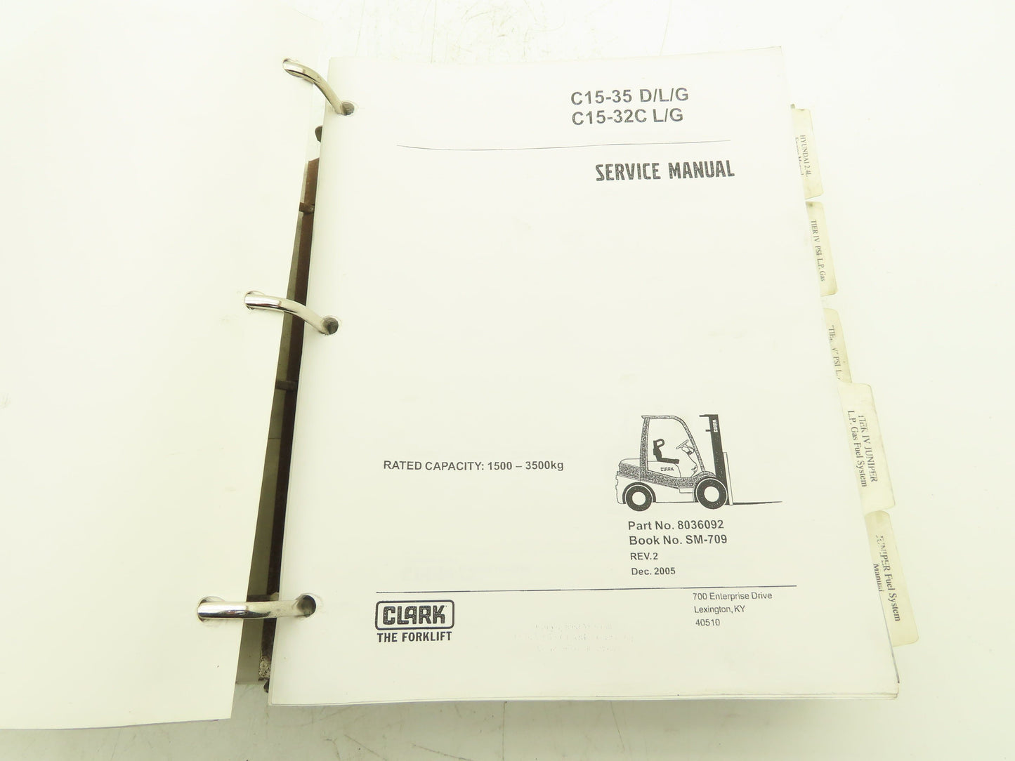 Clark C15-35 D/L/G, C15-32C L/G Gas Forklift Service Manual SM-709 Tier IV