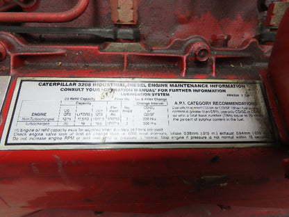 3208 DINA Cat 1993 Marine Diesel Engine Fire Pump 141Hp 1750RPM 14Qt 465 Hours