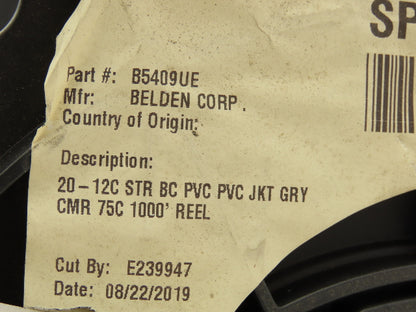 Belden 5409UE Multi Wire Spool 20AWG 12 Conductor 475' Gray