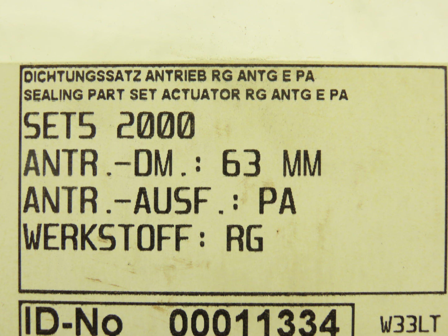 Burkert SET5 2000 Sealing Part Set Actuator Repair Kit 63mm
