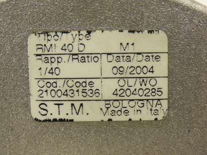 STM RMI 40 D Worm Gearbox 40:1 Reducer 0.29Hp 412rpm IEC 63