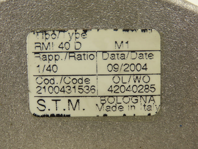 STM RMI 40 D Worm Gearbox 40:1 Reducer 0.29Hp 412rpm IEC 63