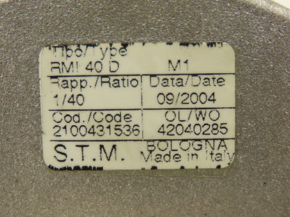 STM RMI 40 D Worm Gearbox 40:1 Reducer 0.29Hp 412rpm IEC 63