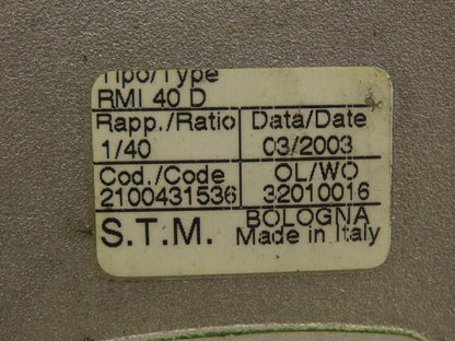 STM RMI 40 D Worm Gearbox 40:1 Reducer 0.29Hp 412rpm IEC 63